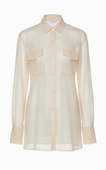 Cream Sheer Silk Organza Utility Shirt