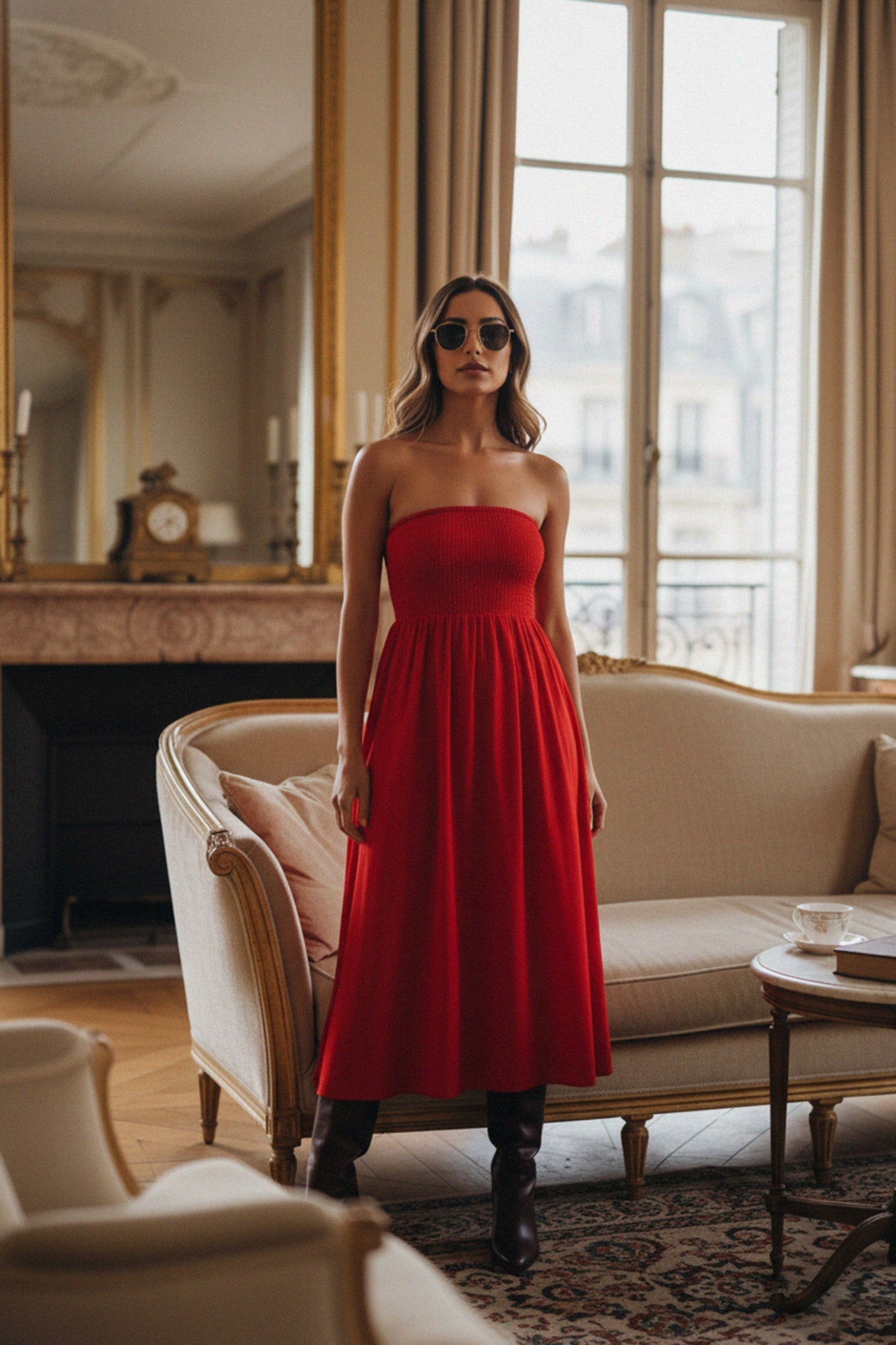 Designer Fit & Flare Tube Red Dress