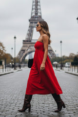 Designer Fit & Flare Tube Red Dress