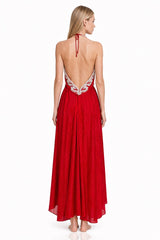 Dark Cherry Velvet Maxi Scarf Dress