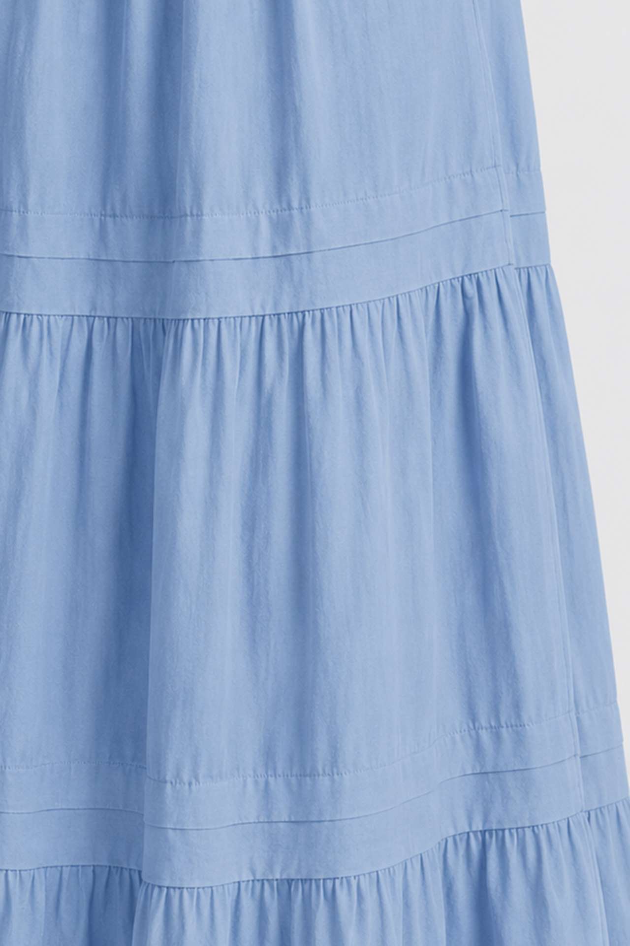 Powder Blue Smocked Waist Maxi Skirt – Tiered Cotton Skirt