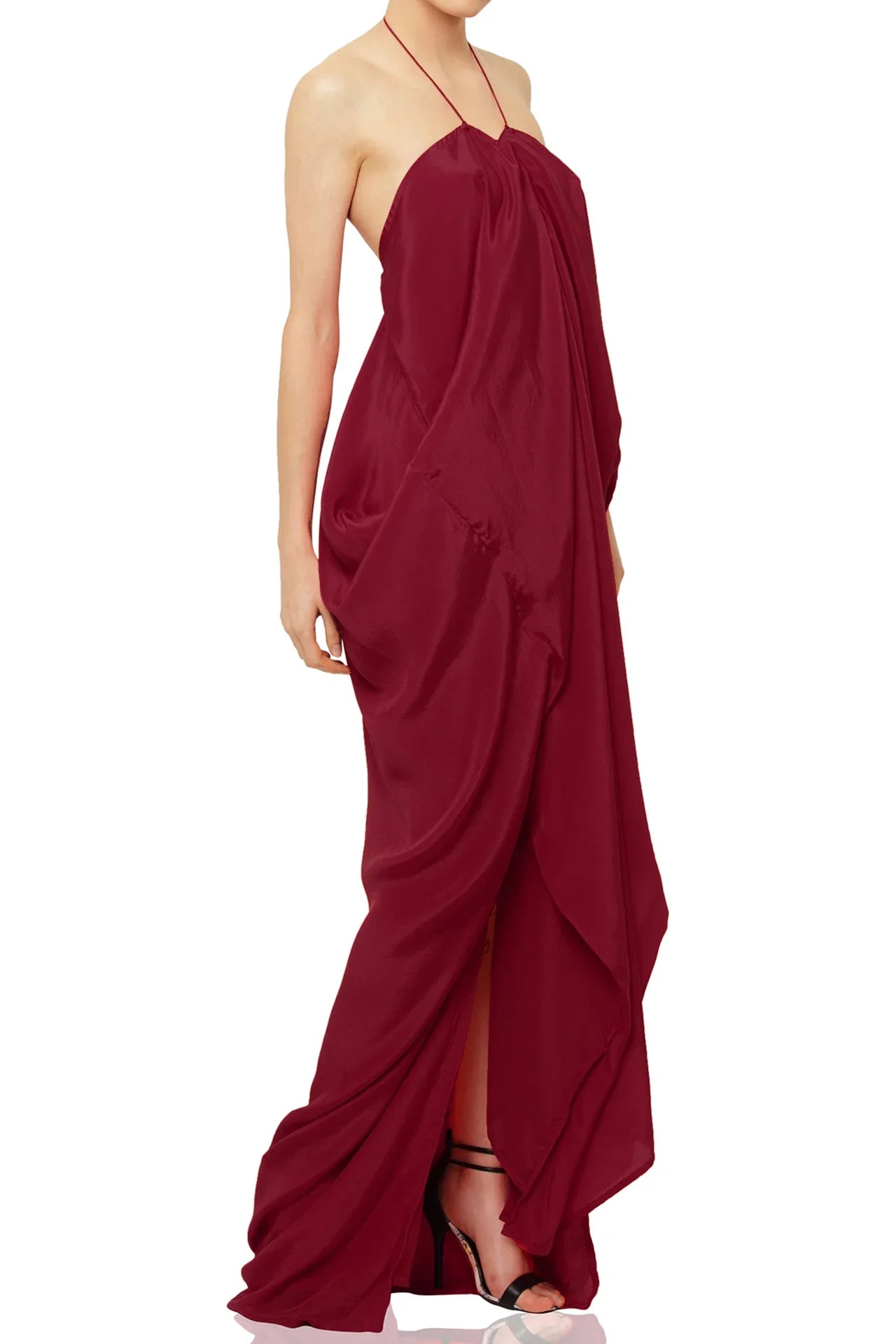 Burgundy Viscose Silk Convertible Maxi Kaftan Dress for Plus size women