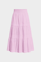 Candy Pink Smocked Waist Cotton Maxi Skirt