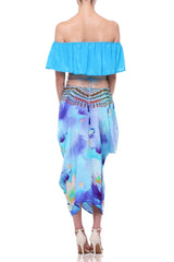 Blue Ruffle Crop Top