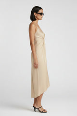 Champaign Spaghetti Strap Midi Scarf Dress