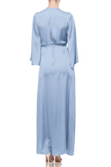 Powder Blue Long Sleeve Floor Length Bridesmaid Dress
