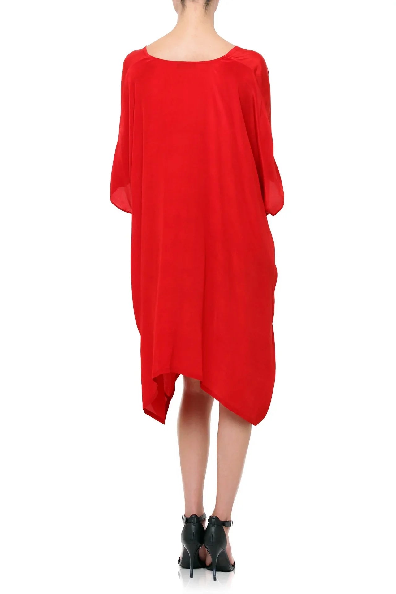 Cherry Red Silk Multiway Short Kaftan Dress