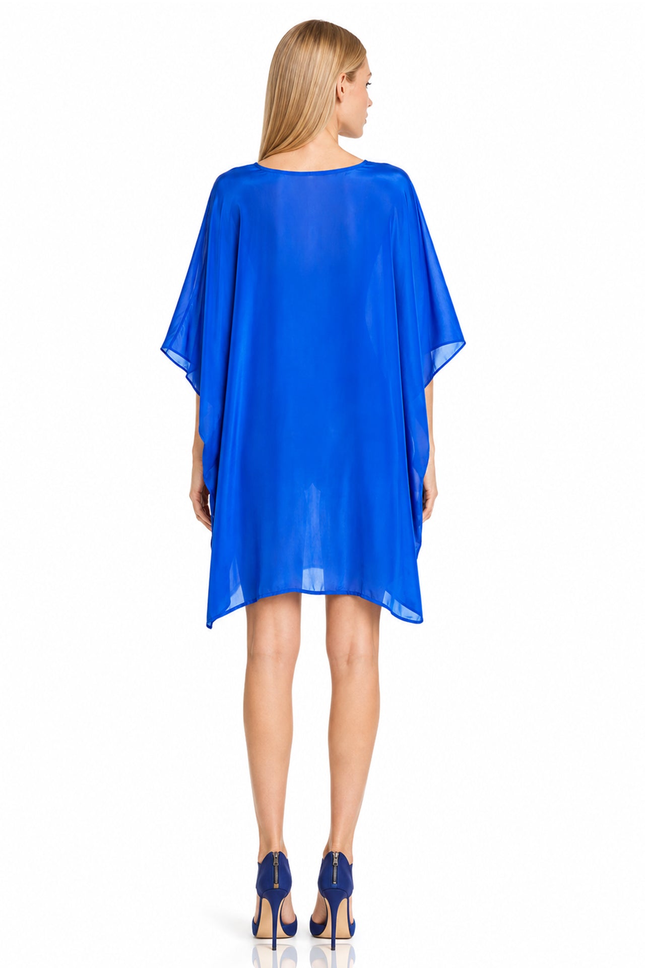 Cobalt Blue Silk Multiway Mini Kaftan Dress – Convertible Luxury for Modern Styling