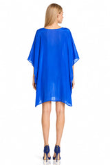Cobalt Blue Silk Multiway Mini Kaftan Dress – Convertible Luxury for Modern Styling