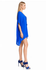 Cobalt Blue Silk Multiway Mini Kaftan Dress – Convertible Luxury for Modern Styling