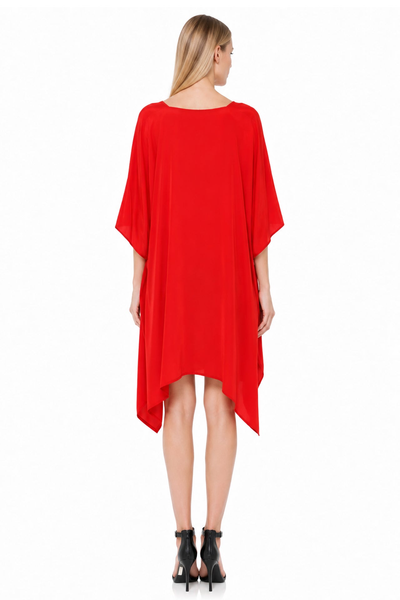 Cherry Red Silk Multiway Short Kaftan Dress