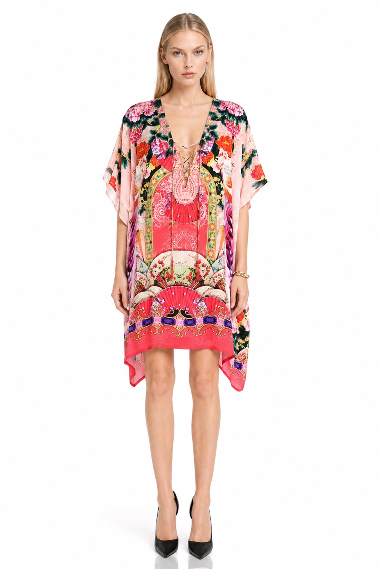 Coral Short Kaftan Dress