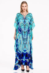 Butterfly Print Lace Up Kaftan
