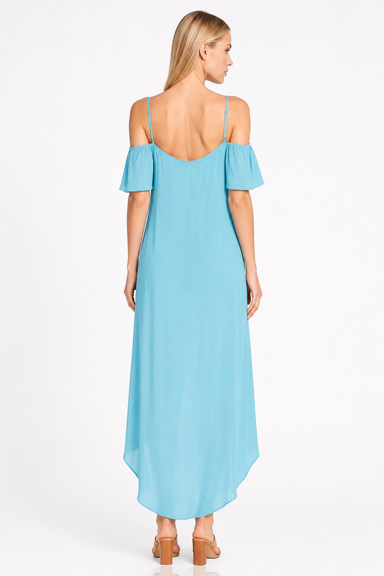Aqua Blue Open Back Dress