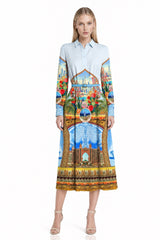Blue Midi Shirt Dress for Women