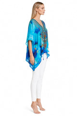 Blue Kaftan Top  in floral print