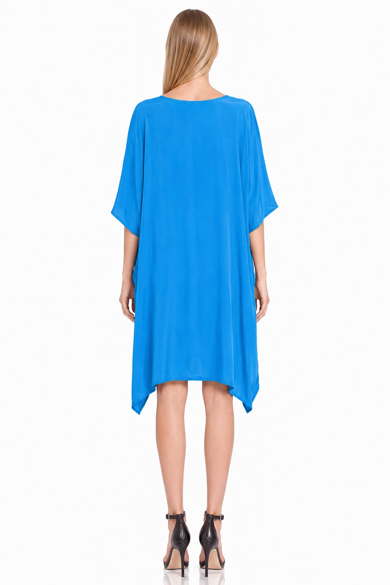 Cobalt Blue Viscose Silk Off-Shoulder Kaftan Cover-Up