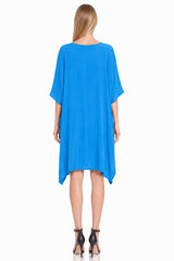 Cobalt Blue Viscose Silk Off-Shoulder Kaftan Cover-Up