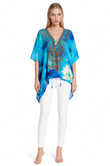 Blue Kaftan Top  in floral print