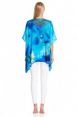 Blue Kaftan Top  in floral print