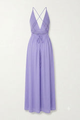 Cut Out Neck Maxi Dress in Light Purple