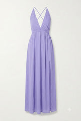 Cut Out Neck Maxi Dress in Light Purple