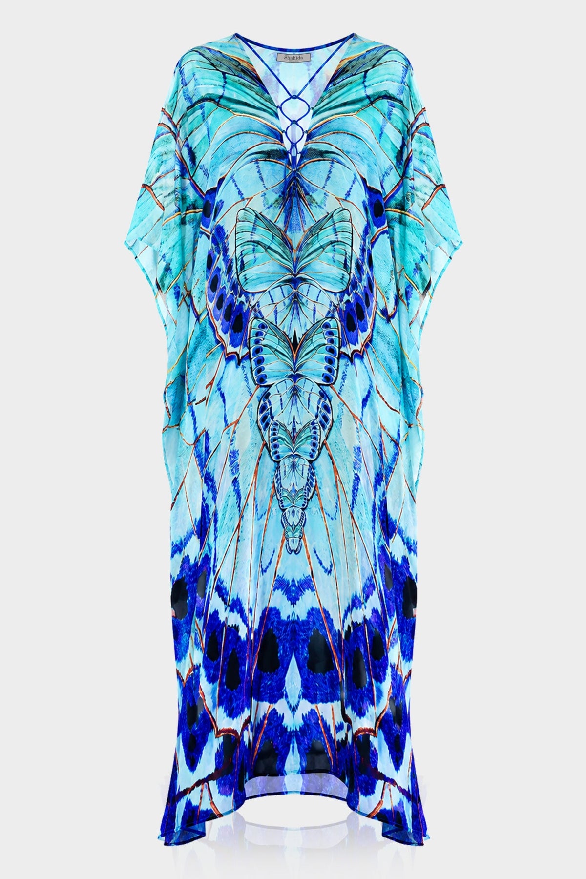 Butterfly Print Lace Up Kaftan