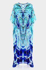 Butterfly Print Lace Up Kaftan