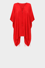 Cherry Red Silk Multiway Short Kaftan Dress