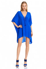 Cobalt Blue Silk Multiway Mini Kaftan Dress – Convertible Luxury for Modern Styling