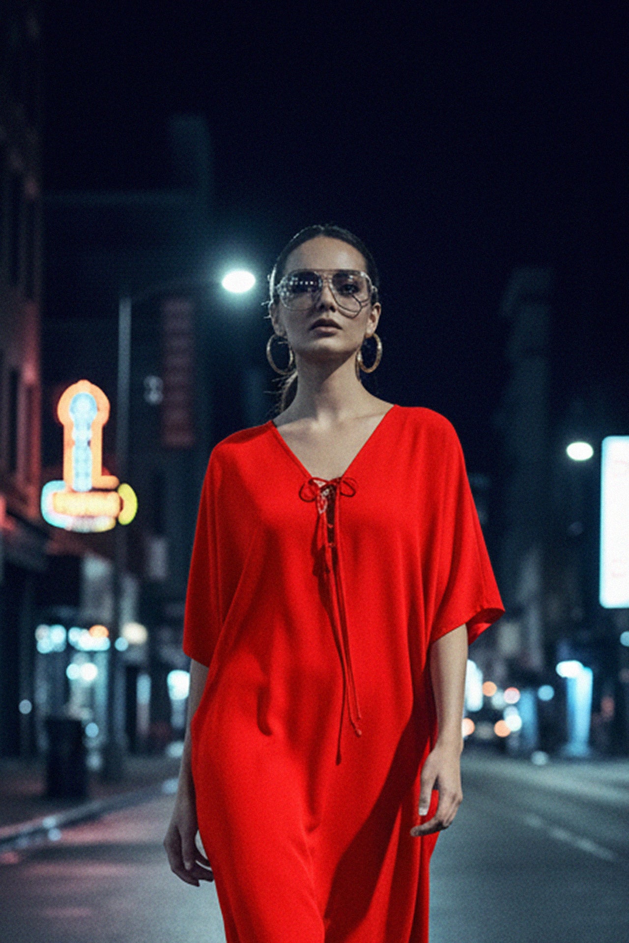 Cherry Red Silk Multiway Short Kaftan Dress