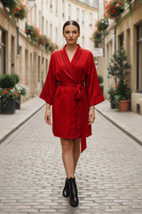 Cupro Vegan Silk Short Length Kimono Robe
