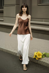Designer Chalk Color Long Evening Skirts