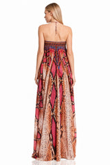 Coral Pink Animal Print Multiway Kaftan Maxi Dress