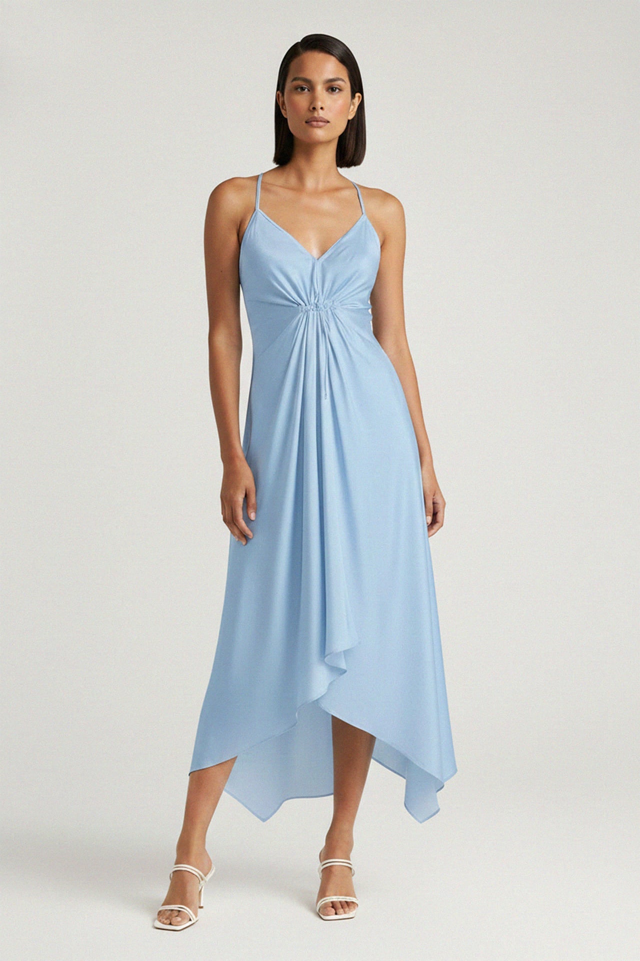 Powder Blue Midi Handkerchief Dress