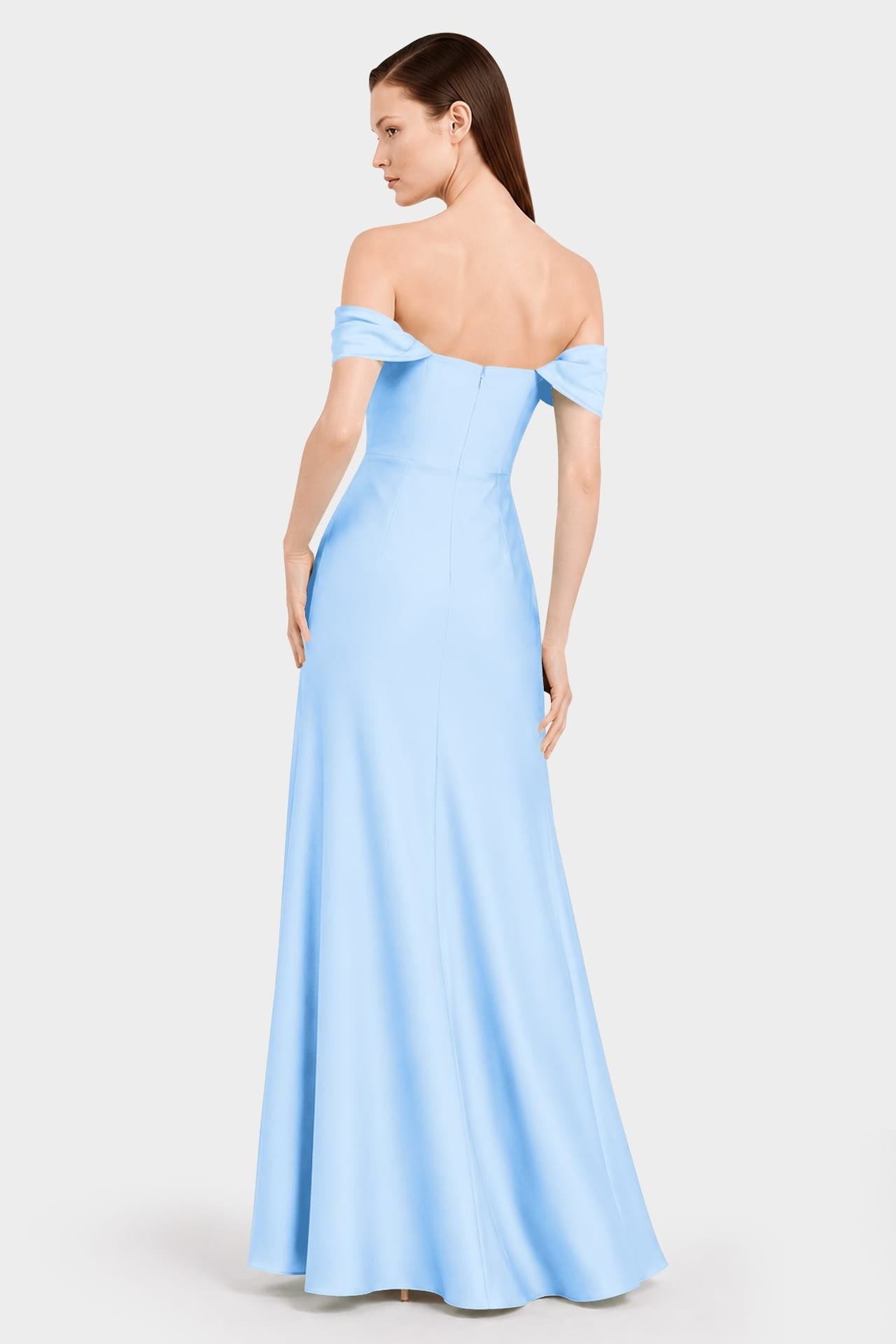 Luxury Sky Blue Matte Satin Convertible Bridesmaid Maxi Dress for Women