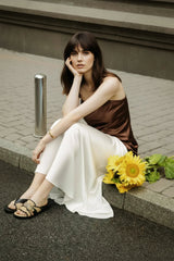 Designer Chalk Color Long Evening Skirts