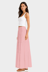 Breathable Cotton Maxi Skirt in Dusty Rose – Outdoor Brunch Outfit Skirt