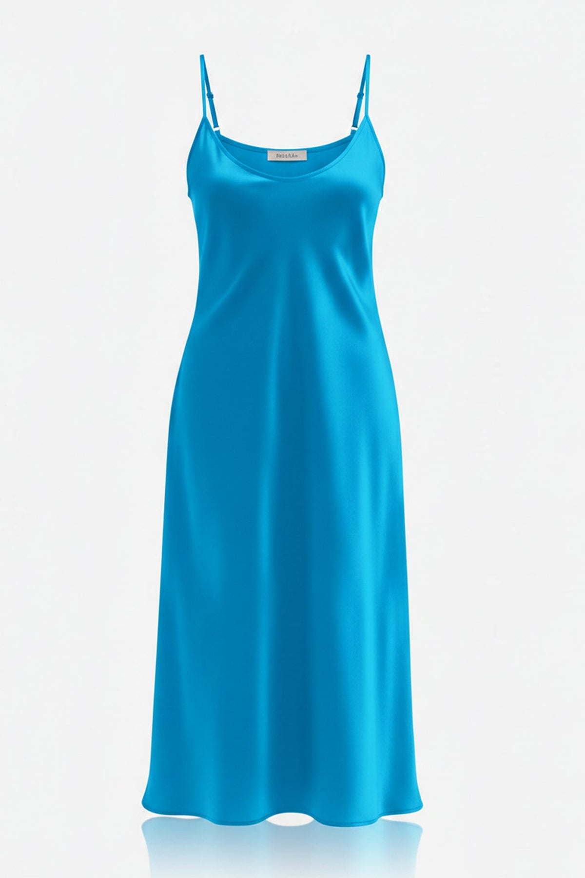 Turquoise Blue Satin Slip Dress – Bias Cut lightweight satin midi dress