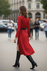 Biodegradable  Sustainable Silk  Long Robe Dress in Blood Stone