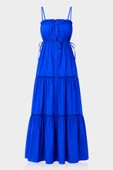 Blue Fit And Flare Maxi Dress