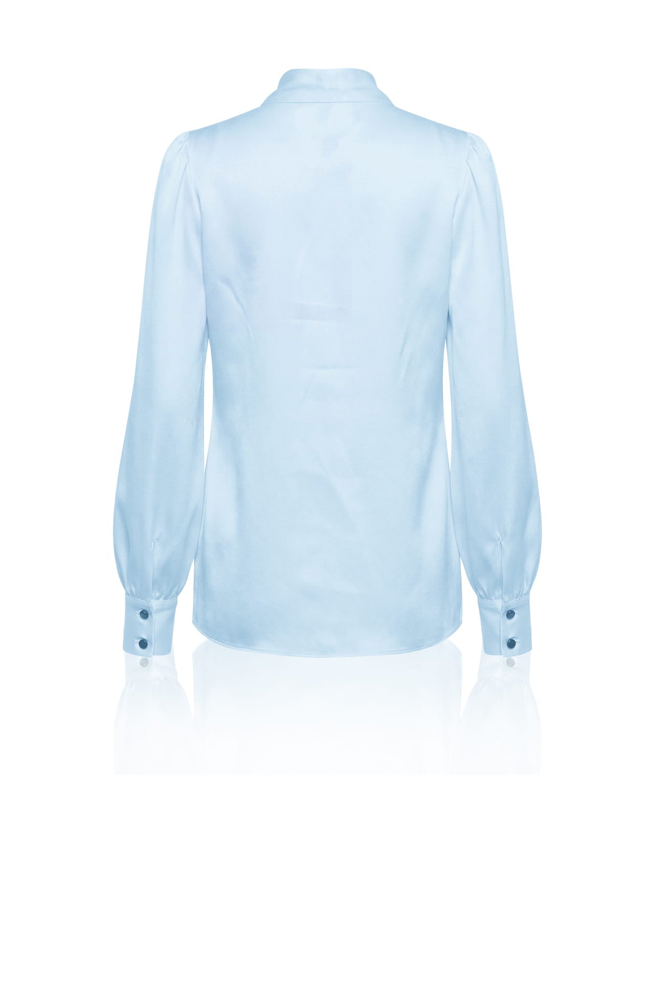 Blue Scarf  Tie Neck Satin Blouse