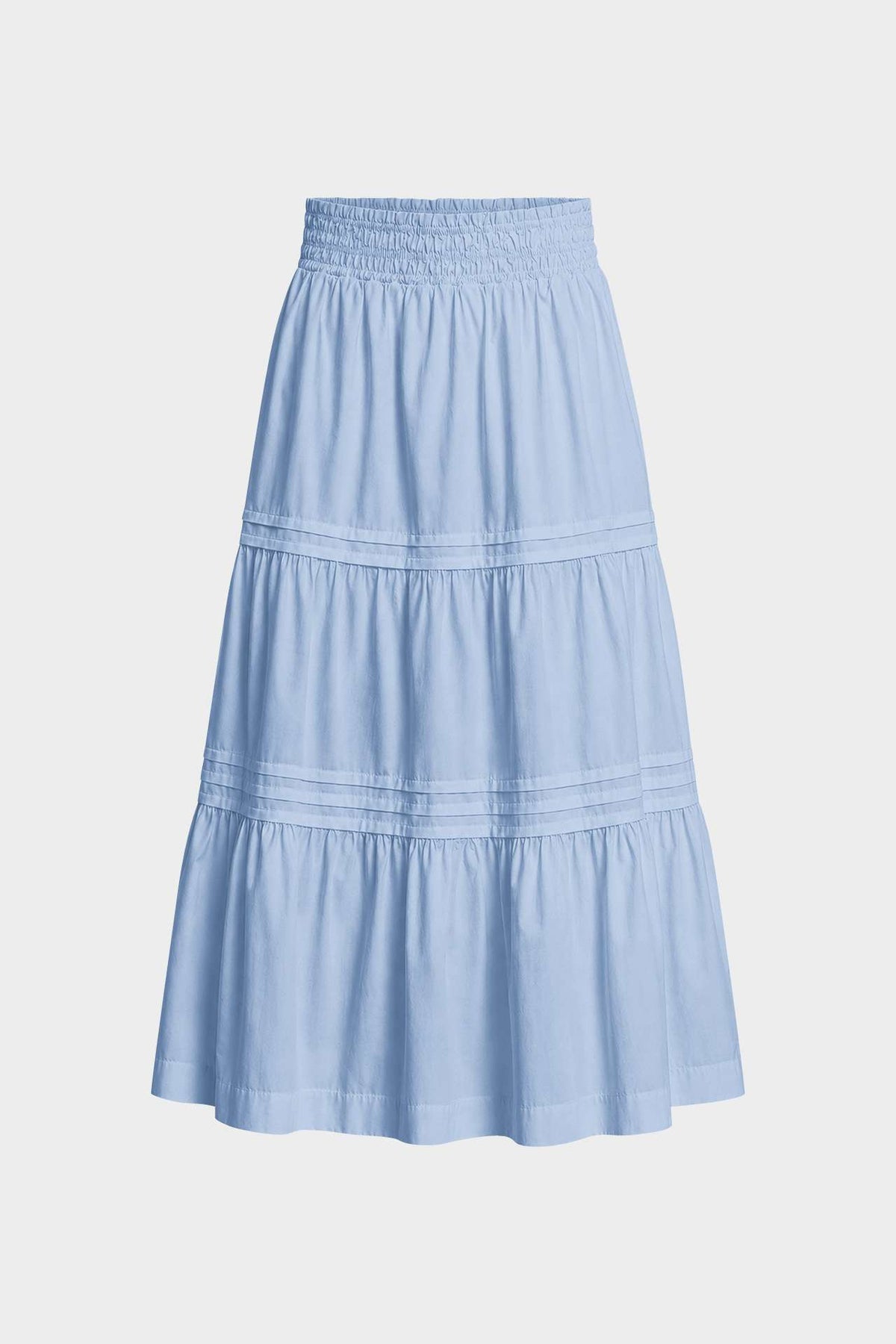 Powder Blue Smocked Waist Maxi Skirt – Tiered Cotton Skirt
