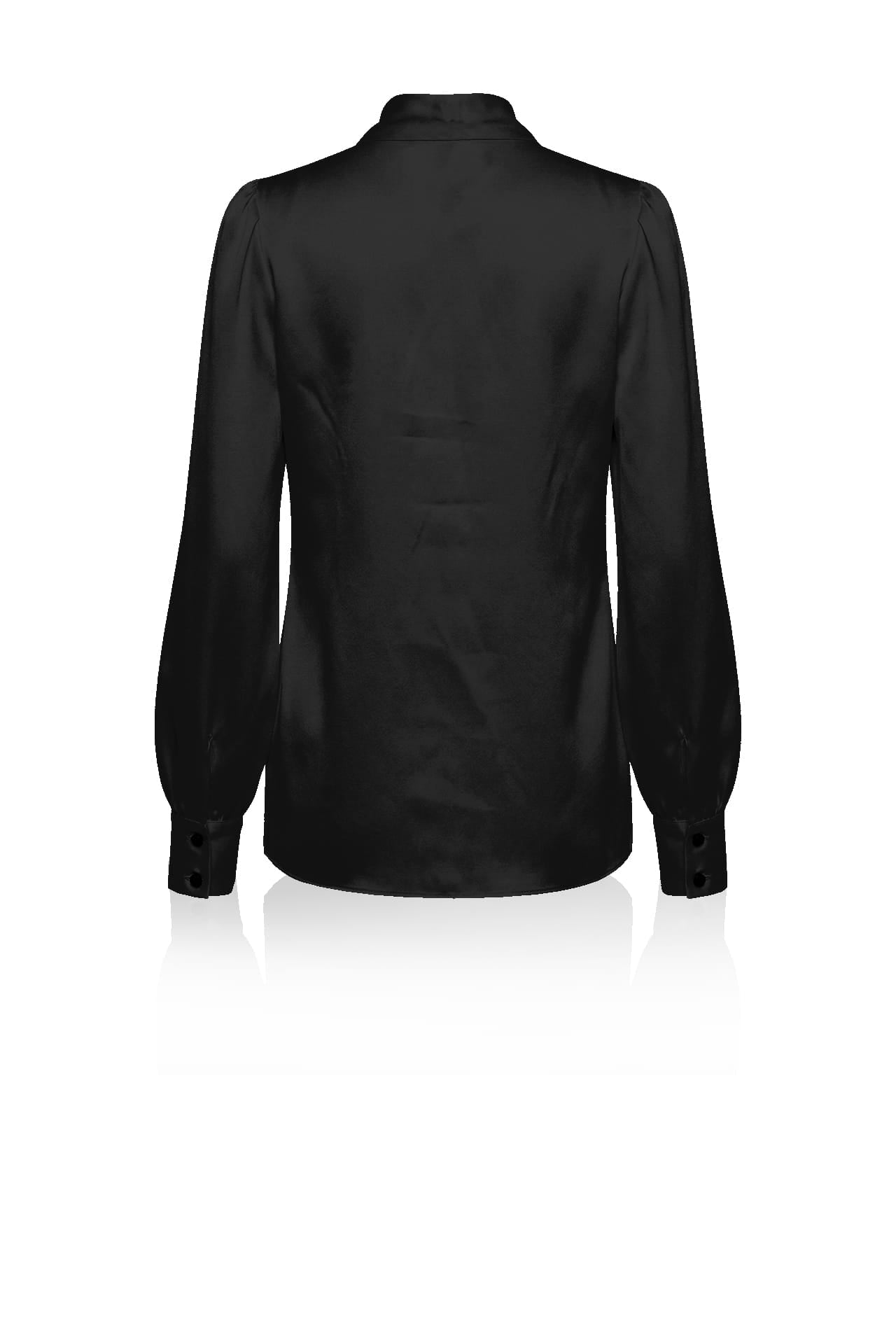 Black Satin Scarf  Tie Neck Blouse