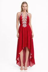 Dark Cherry Velvet Maxi Scarf Dress