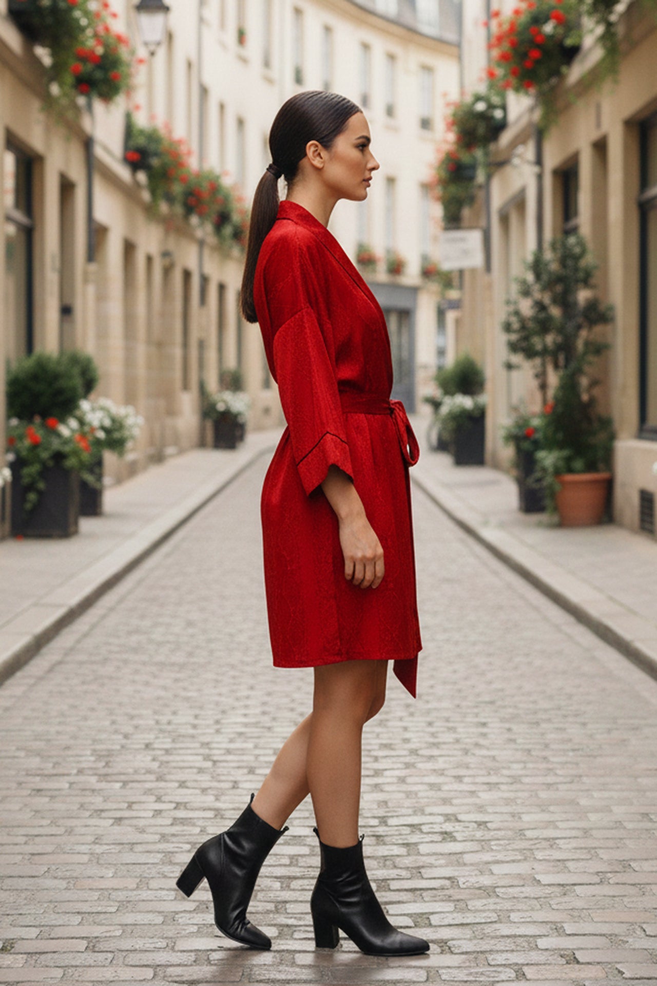Cupro Vegan Silk Short Length Kimono Robe